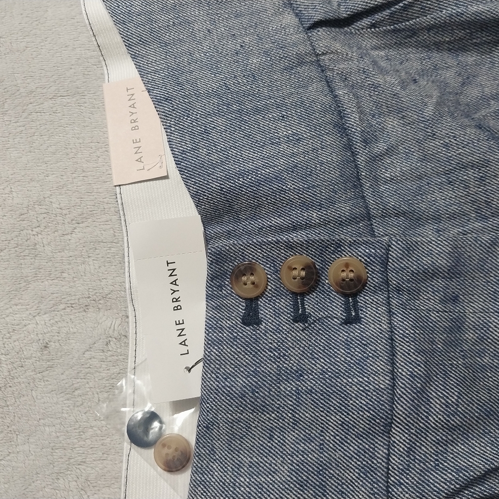 Lane Bryant Blue Shorts with Brown Buttons